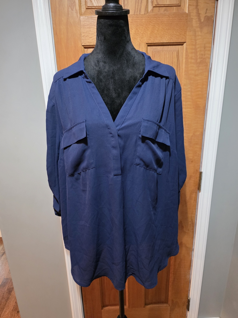 torrid Navy Blue V-Neck Collard Harper
